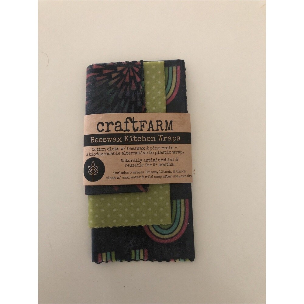 Beeswax Kitchen Wraps New by Craftfarm 3 Wraps 12 x 10 x 8